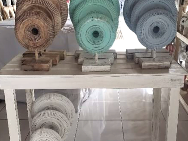 A Set Of 3 Standing Wooden Sea Shell