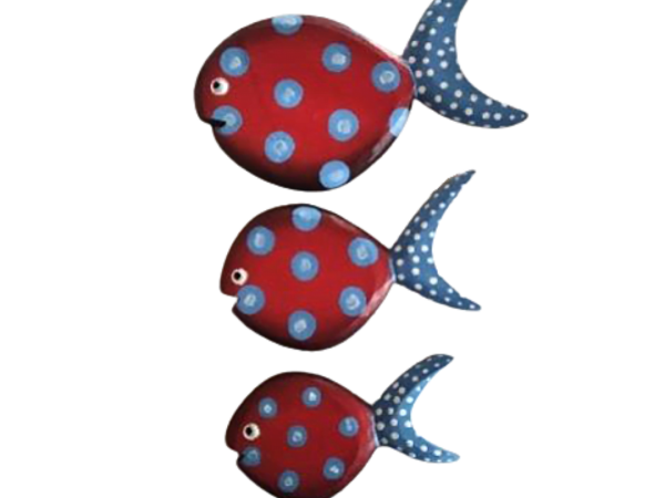 A set Of 3 Red Wooden Fish