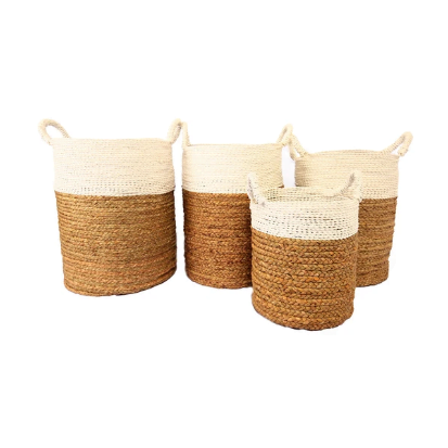 A Set Of 4 Natural White Laundry Basket Kakau – Image 2