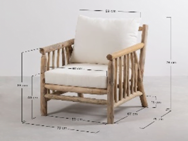 Fauteuil Teck Avec Coussin Dehoussable Teak Arm Chair