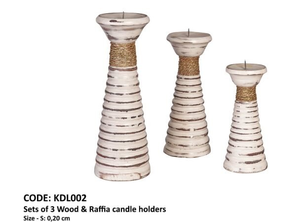 Bougeoirs en bois et raphia 2