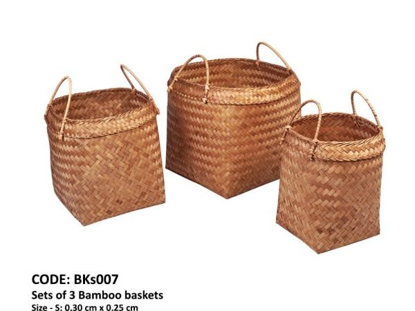 Ensemble de 3 paniers avec lances en bambou