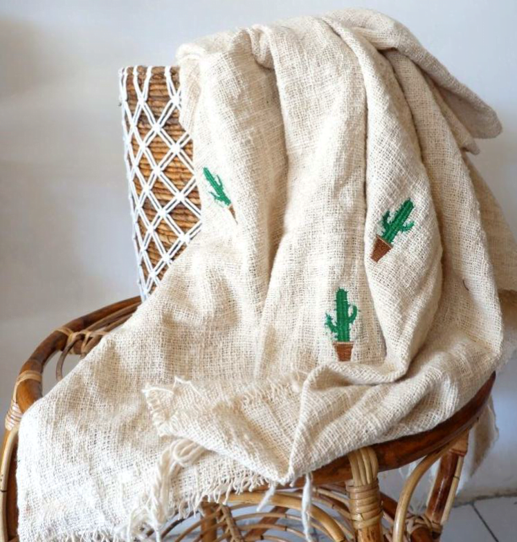 Throw With Cactus Motif