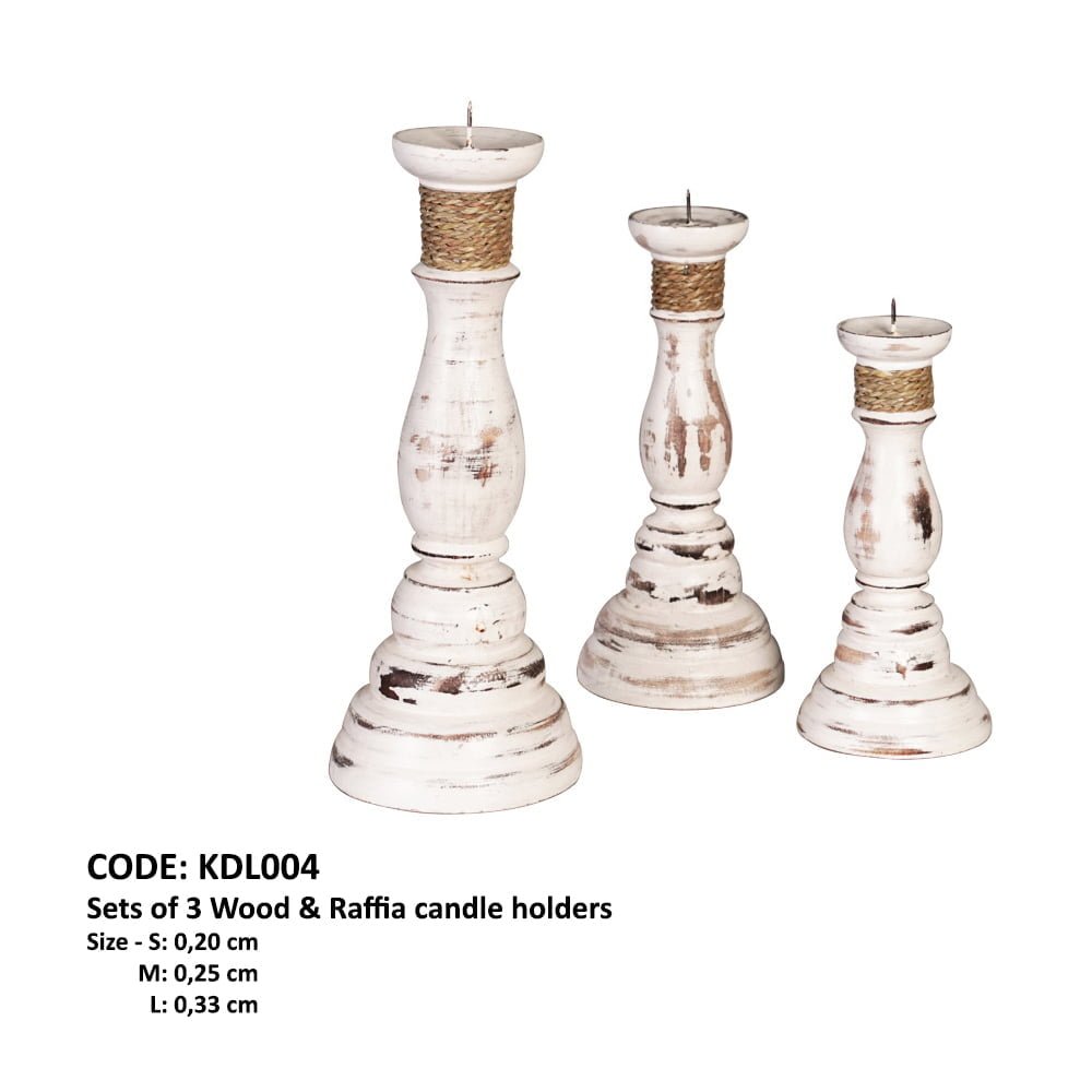 Bougeoirs en bois et raphia 4
