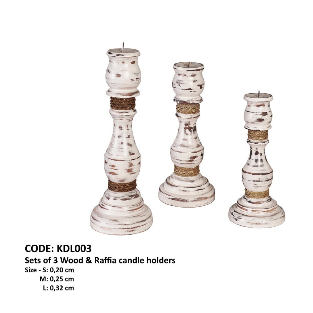 Bougeoirs en bois et raphia 3