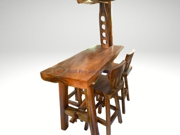 A Set Of Wooden Chairs & Bar Table