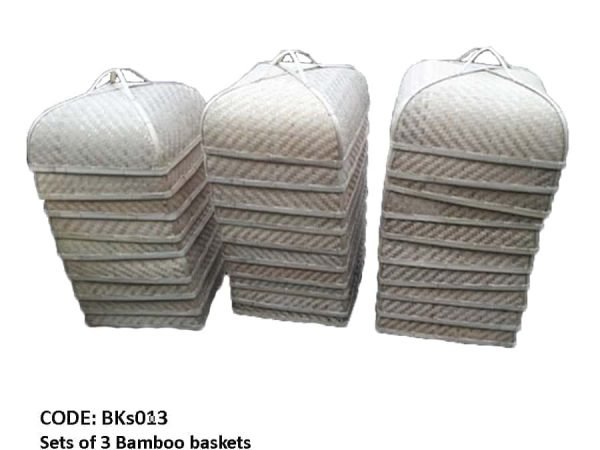 Ensemble de 3 paniers en bambou clair