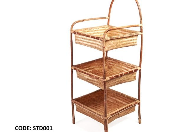 Étagère en bambou avec support rectangulaire clair