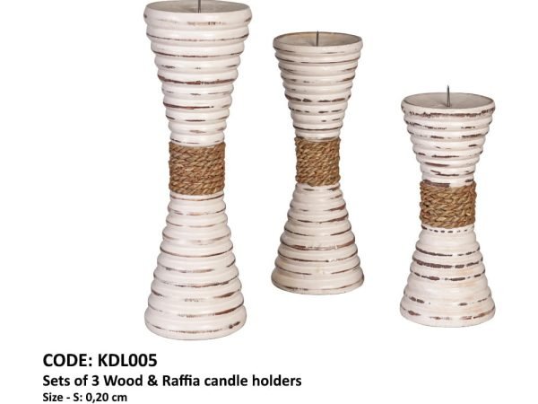 Bougeoirs en bois et raphia 5