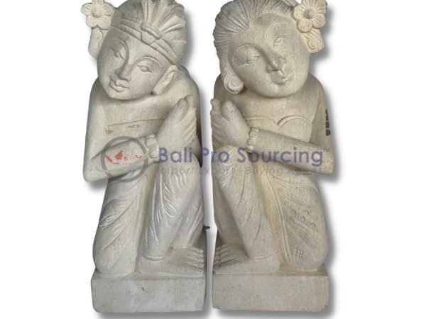 A Set Of 2 Balinese Couple Statue
