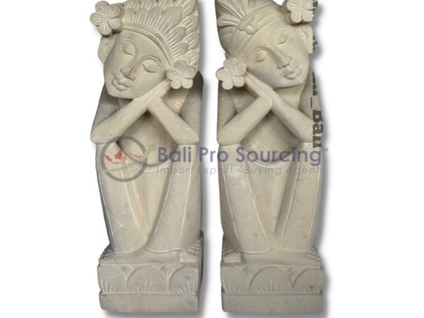 A Set Of 2 Balinese Woman And Man Statue