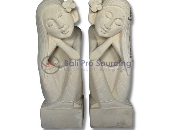 A Set Of 2 Beautiful Balinese Women Statue