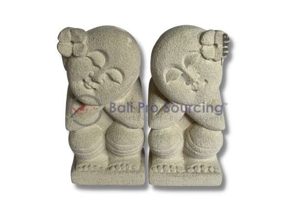 A Set Of 2 Small Balinese Babies Statue