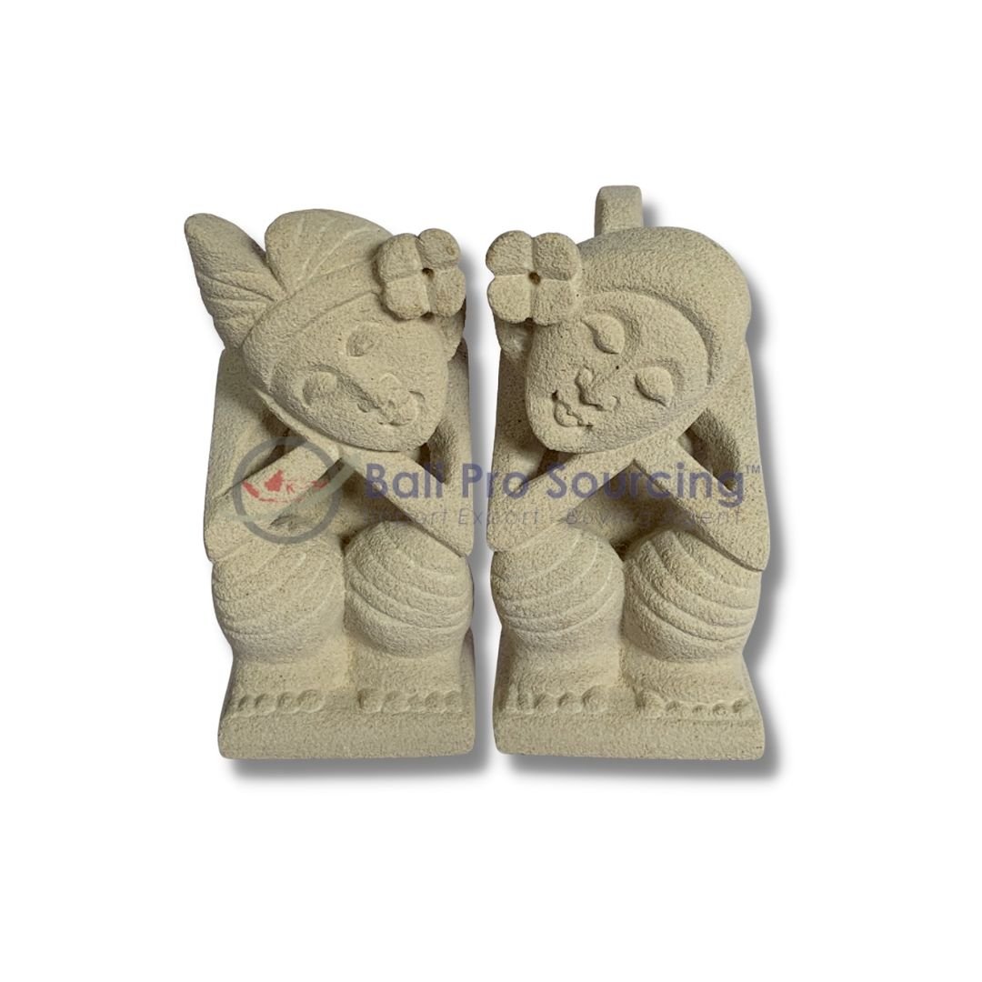 A Set Of 2 Small Balinese Couple Statue