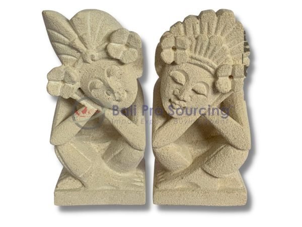 A Set Of 2 Small Balinese Women Statue