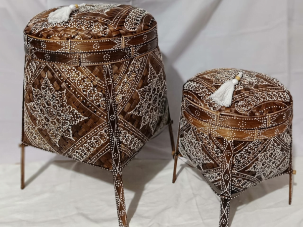 A Set Of 2 Standing Bamboo Box Bali
