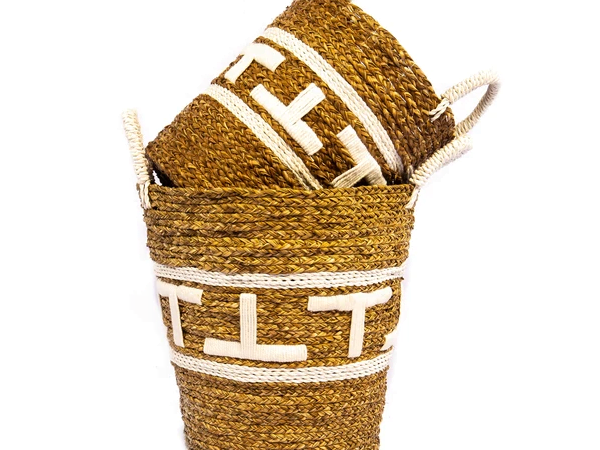 A Set Of 2 Toto Natural White Laundry Basket