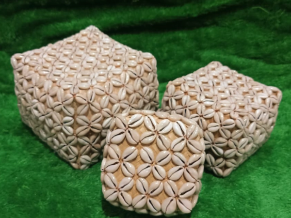 A Set Of 3 Bali Box With Sea Shells