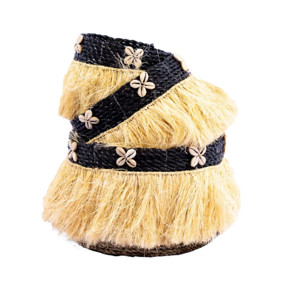 A Set Of 3 Cendrawasih Mini Basket With Sea Shells