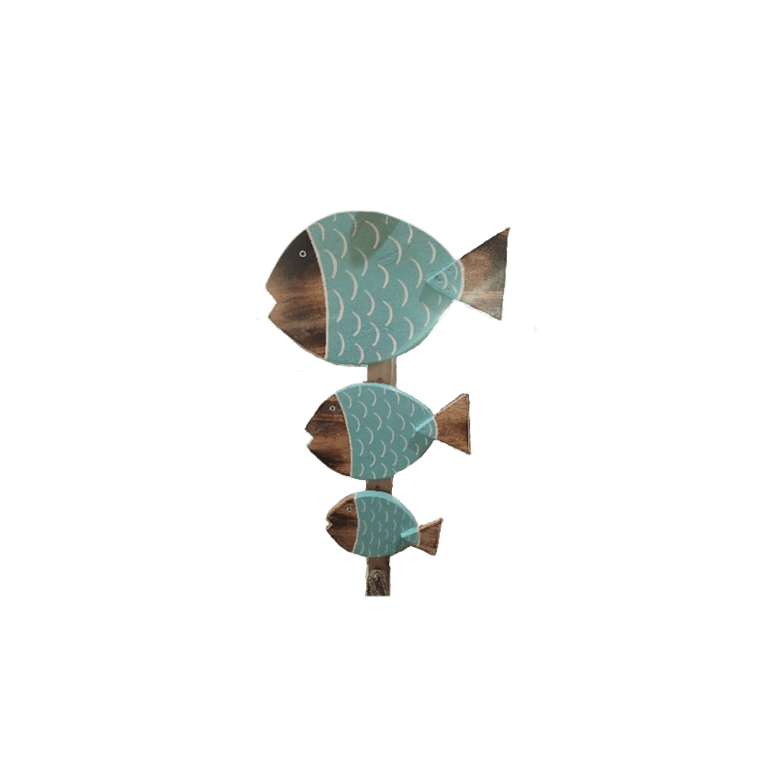 A set Of 3 Green Wooden Fish