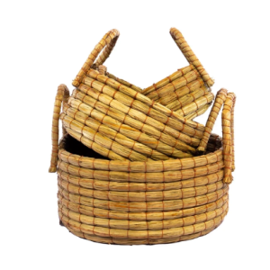 A Set Of 3 Juna Natural Red Basket