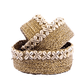 A Set Of 3 Mini Suri Basket With Sea Shells