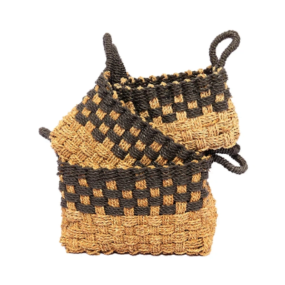 A Set Of 3 Natural White Laundry Basket Catur