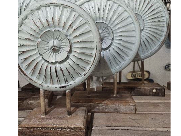 A Set Of 3 Standing Wooden Decoration