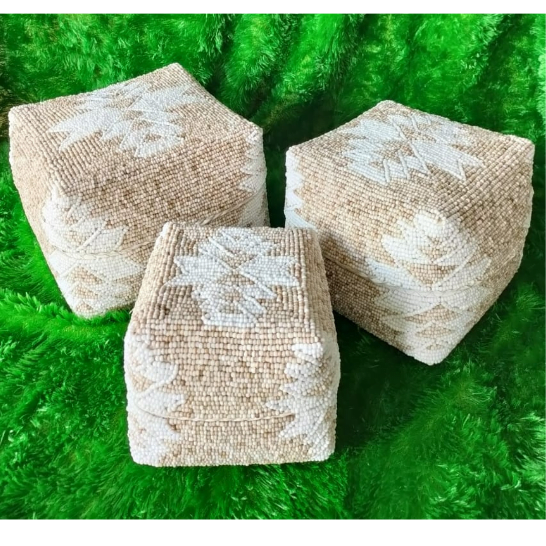 A Set Of 3 White Cream Bali Box - Image 2