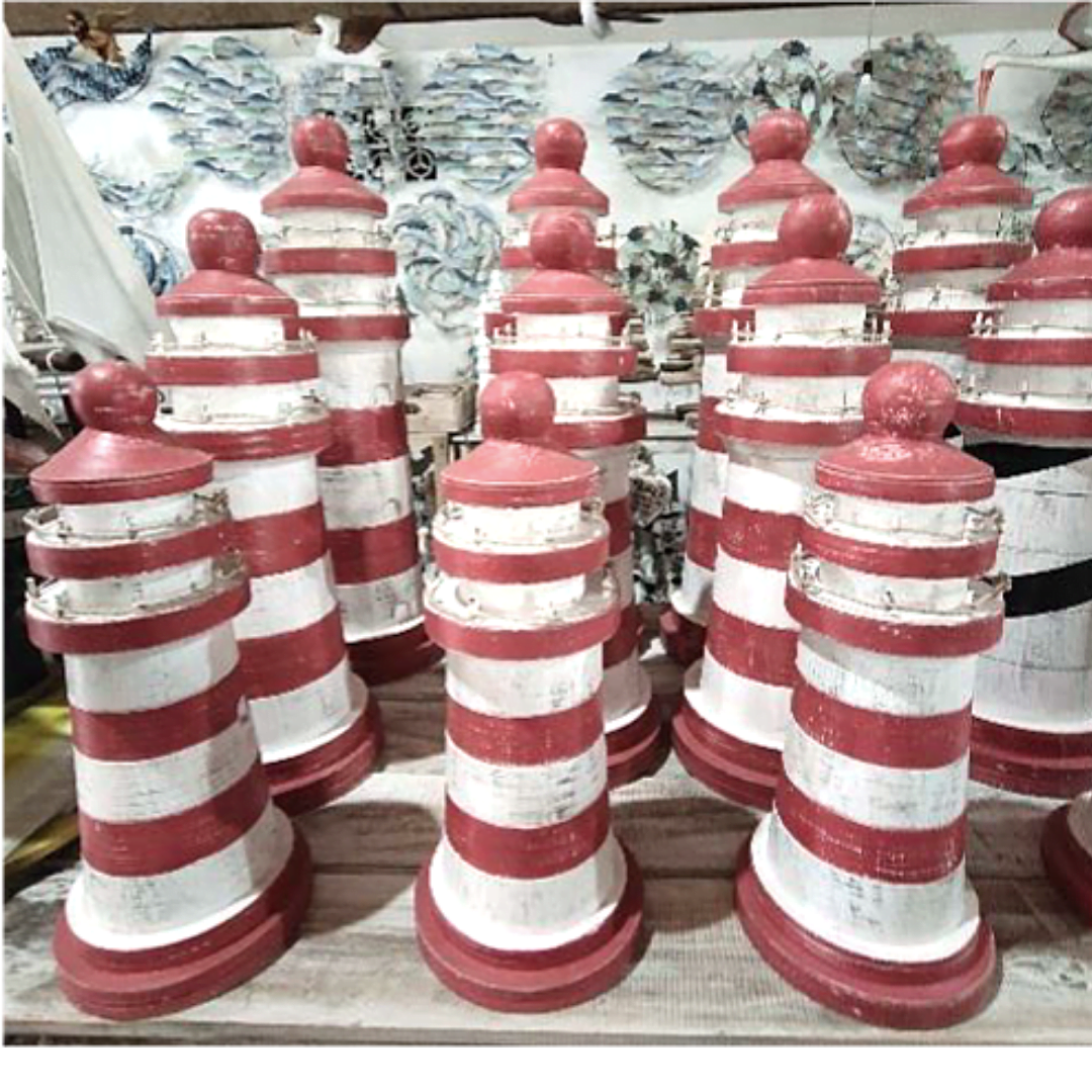 A Set Of 3 Wooden Tower Decoration