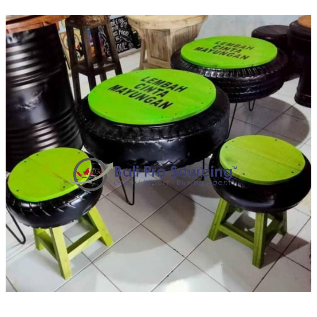 A Set Of Recycled Table And Chairs
