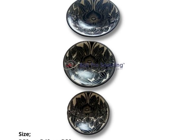 A Set of 3 Batik Flower Plate Ceramic Bali No.2