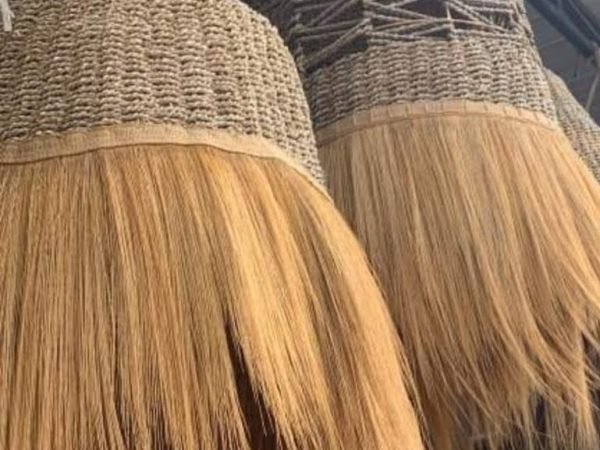 Big Lamp With Palm Fiber