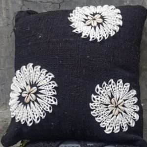 Black Flower Sea Shell pillow cover
