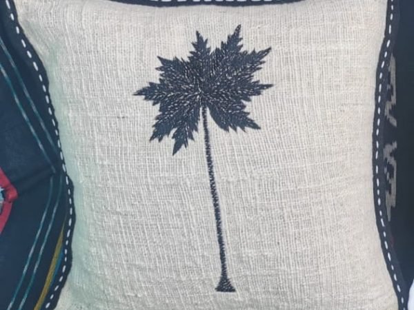 Black Palm Tree Embroidery Pillow