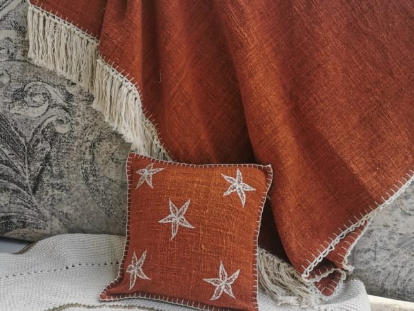 Color Embroidery Throw