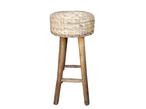 Cylinder stool with wooden legs