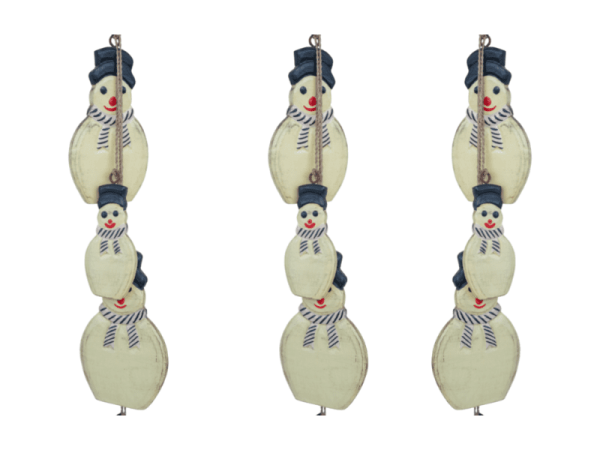 Hanging Wooden Snowman Decoration (3 pcs)