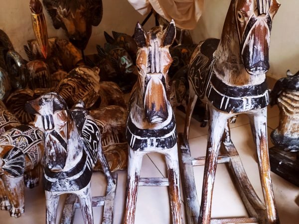 Horses wooden decoration set of 3