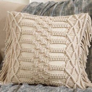 Macrame Pillow Cover with Fringe