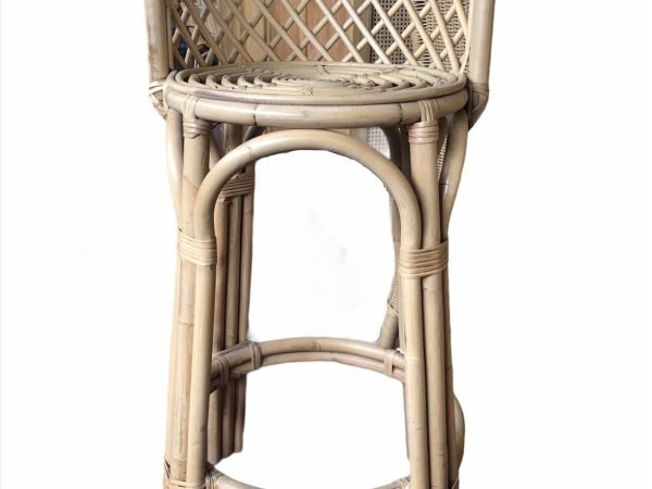 Rattan bar stool with backrest - Tabouret de bar en rotin avec dossier