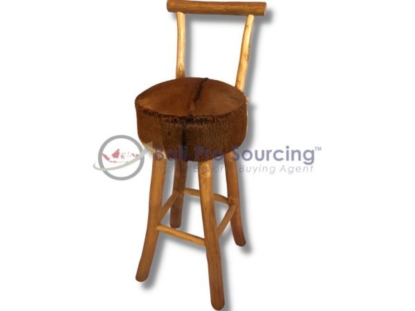 Stool Leather Round with Backrest