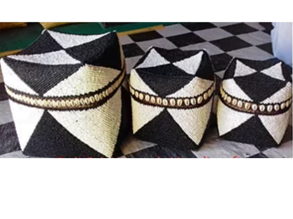 White And Black Traditional Bali Box With Sea Shells