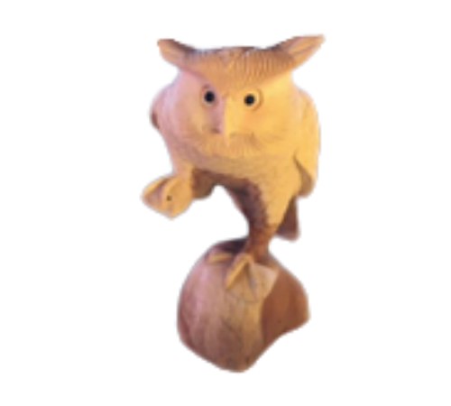 Wooden Owl with Fish