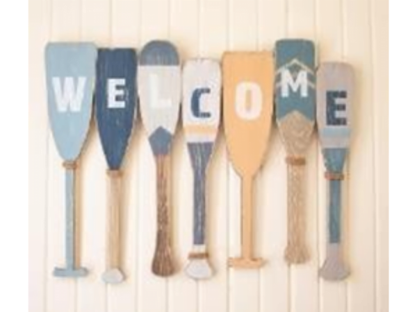Wooden Paddle Sign 'Welcome' Decoration