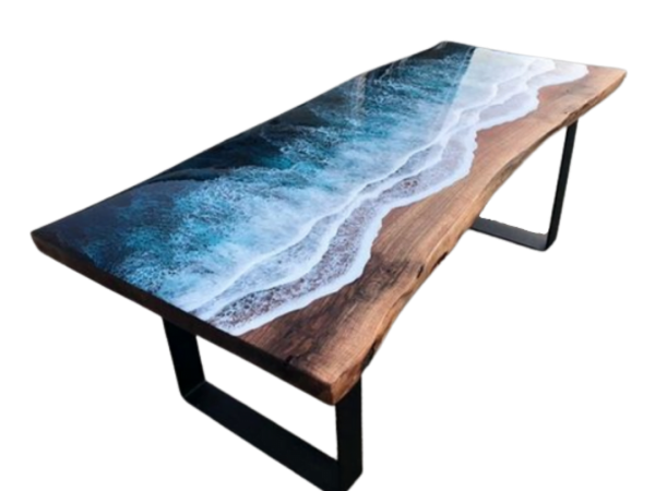 Wooden Resin Table Waves