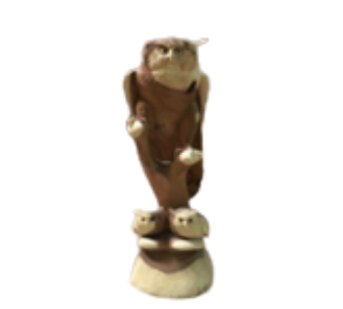 Wooden Single Owl Fat With Double Baby