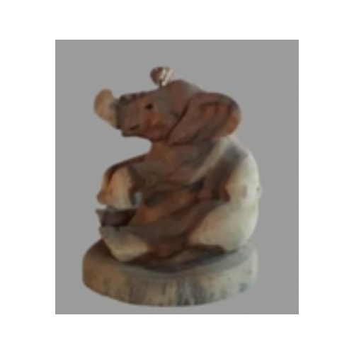 Wooden Sitting Elephant – Image 2