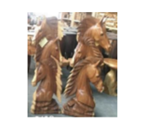 Wooden Three Horses Head