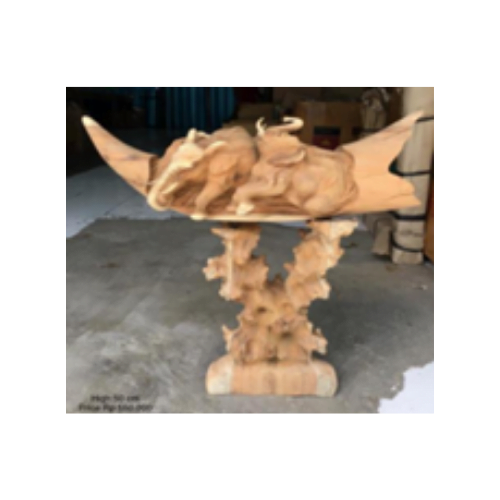 Wooden Two Elephant With Ivory - Image 2